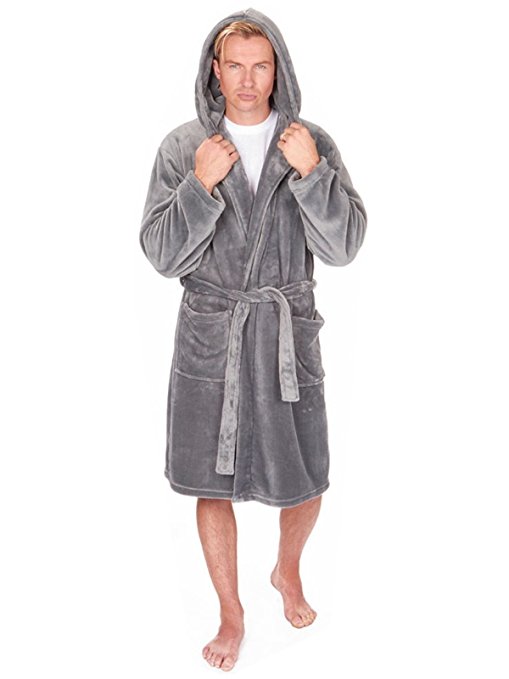 MICHAEL PAUL Men's Hooded and Non Hooded Soft Plain Dressing Gown