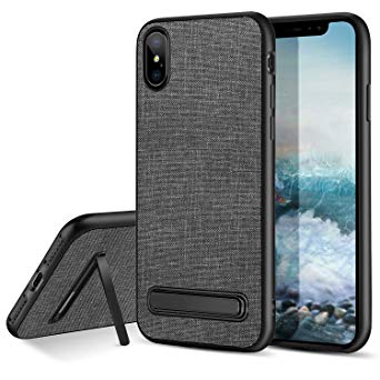 BENTOBEN Case for iPhone XS Max 6.5”, Super Slim Kickstand Flexible Soft TPU Full Body Protective Shockproof Anti Scratch Sturdy Protection Manly Phone Covers for Apple iPhone XS  Max/Plus, Gray/Black