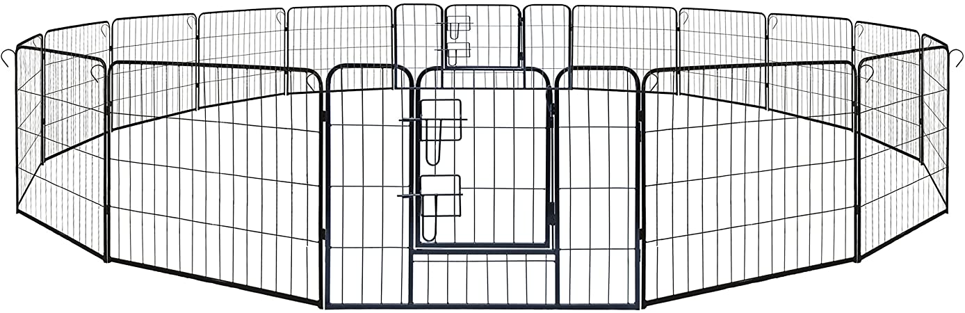 ALEKO® 2DK24X32 Heavy Duty Pet Playpen Dog Kennel Pen Exercise Cage Fence 16 Panel 32X24 Inches