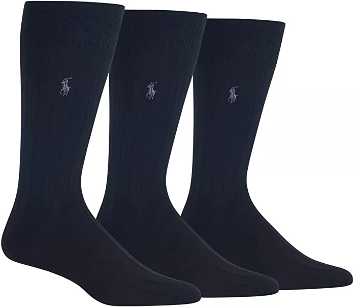 Polo Ralph Lauren Men's 3-Pairs of Black Dress Socks - Large