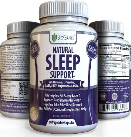 Best Natural Sleeping Aid Pills - Extra Strength OTC Herbal Formula - Sleep Better & Get Relief From Insomnia, Anxiety, Stress & Panic Attacks /w Melatonin, 5-HTP, Magnesium, L-Theanine, GABA & L-DOPA