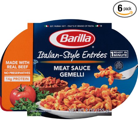 Barilla Italian Entrees, Meat Sauce Gemelli, 9 Ounce (Pack of 6)