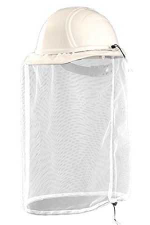 Insect Net for hard hats or ballcaps with Drawstring White 17" long