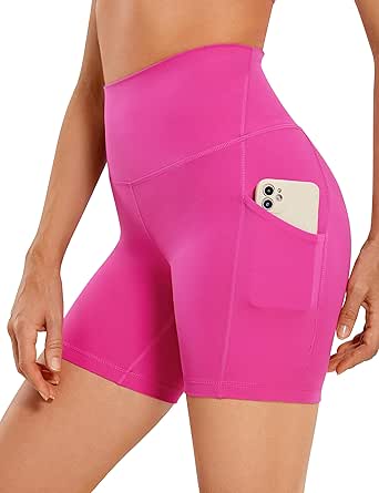 CRZ YOGA Womens Butterluxe Biker Shorts with Pockets 3'' / 5'' / 8'' - High Waisted Volleyball Workout Yoga Shorts