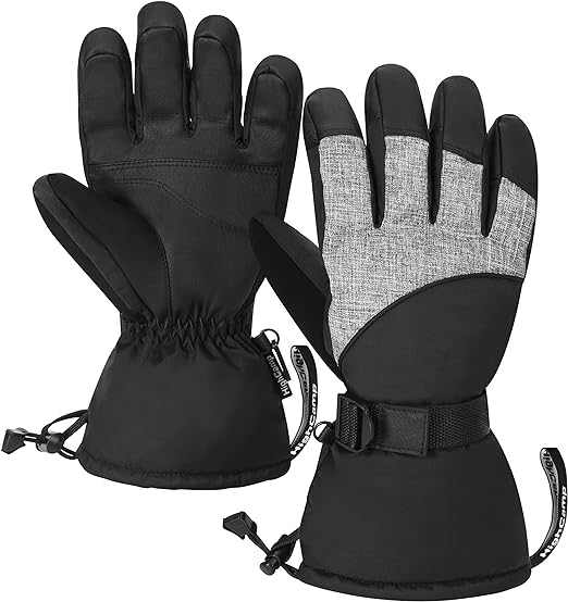 HIGHCAMP Men Women Winter Snow Ski Mittens Gloves,Insulated Waterproof Warm Mittens for Cold Weather Skiing、Snowboarding