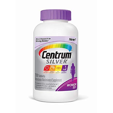 Centrum Silver Women (250 Count) Multivitamin/Multimineral Supplement Tablet, Vitamin D3, Age 50 , 1 Pack, 250 Count