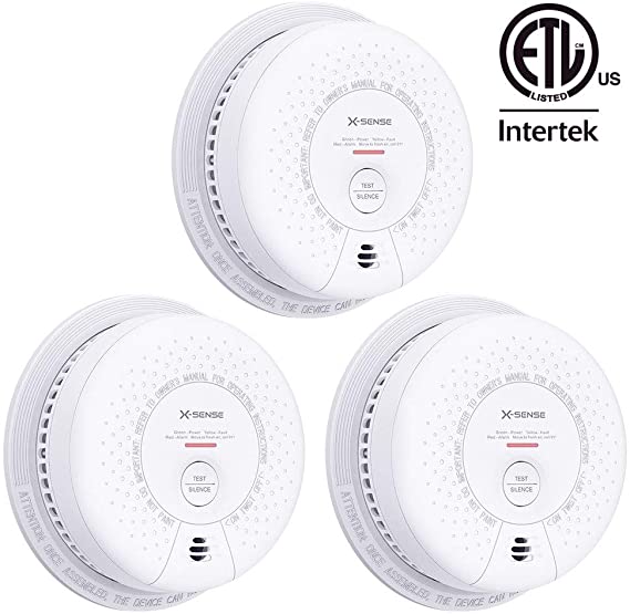 X-Sense SD03 10-Year Battery Smoke Detector Alarm, UL Listed Fire Alarm with Photoelectric Sensor, Auto-Check & Silence Button, 3-Pack