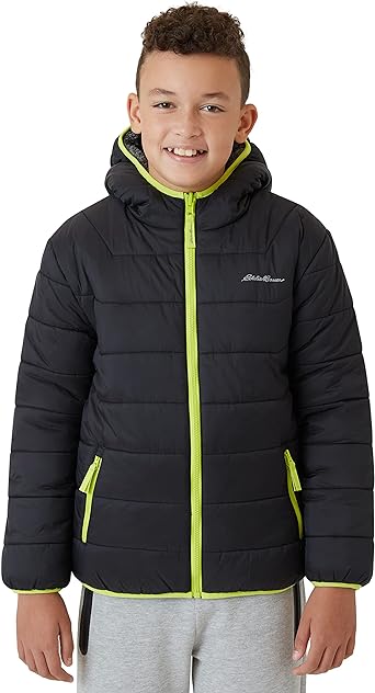 Eddie Bauer Boys' Reversible Jacket - Deer Harbor Waterproof Lightweight Puffer Coat with Faux Shearling Lining (5-20)