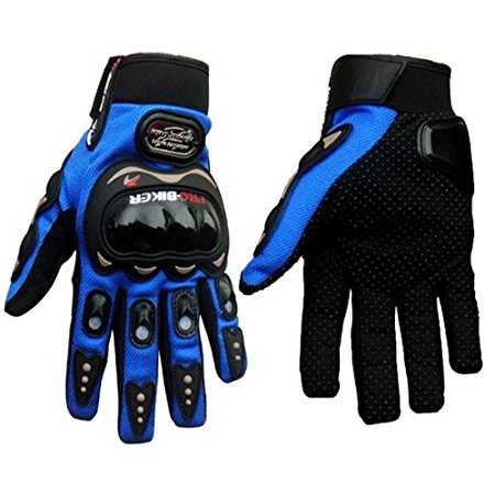 Pro-Biker Bicycle Motorcycle Motorbike Powersports Racing Gloves (M, Blue)