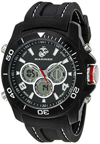 Men's 37100014 U. S. Marine Corps Black Watch with Rubber Band