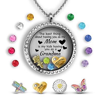 A Touch of Dazzle Mother Daughter Necklace Floating Charm Locket | Pendant Necklace for Grandma