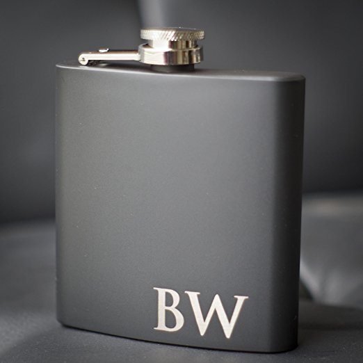 Custom Engraved Black Flask - Personalized with Any Text