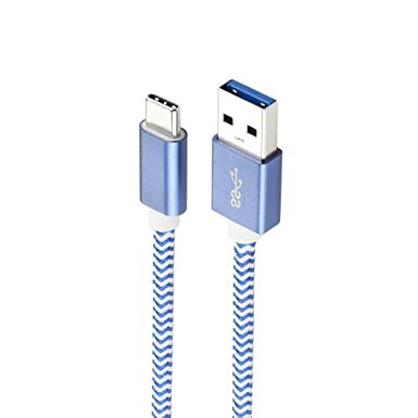 USB Type C 3.0 Cable Nylon 6.6ft(2m) Blue,TACOO Premium Nylon Braided Durable Fast Charge Type C to USB A Android Phone Cord for Galaxy S8 S8 Plus,Nexus 6p,LG G6/G5/V20,New MacBook,Other USB C