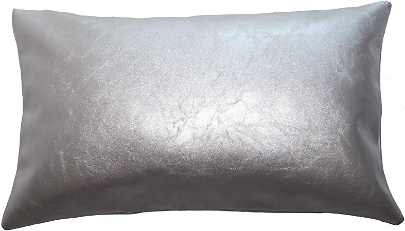 Silver Leather Pillow Cover - 12x20 - Luxury Grade Faux Leather Pillow Case - Modern Boho, Farmhouse Home Decor - Bedroom, Couch, Living Room, Sofa, Bed (Sterling Silver, 12x20 - Single)