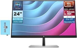 HP E24 G5 Commercial Monitor 24" IPS FHD Anti-Glare Display, VESA Mount (100x100mm), Flicker Free, Adjustable Tilt, HDMI, DP, Black/Silver 6N6E9AA#ABA w/DKZ Hub USB Port Expander (2024 Latest Model)