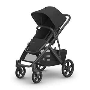 UPPAbaby Vista V3 Stroller - Full-Size Single-to-Double Stroller System - Toddler Seat, Bug Shield, Rain Shield, and Storage Bag Included - Jake (Charcoal/Carbon Frame/Black Leather)