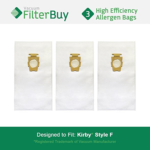 3 - FilterBuy Kirby Style F Vacuum Bags. Replacement Kirby Universal Vacuum Bags, Kirby Part # 204808. Designed by FilterBuy to fit Kirby Upright Vacuum Cleaners