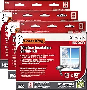 Frost King V73/3H Shrink Window Kit, Indoor, 42 x 62 in, 9 Pack