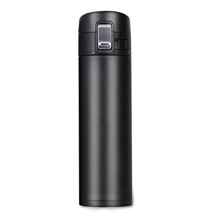 16 Ounces Stainless Steel Double Wall Vacuum Insulated Travel Mug Beverage Coffee Water Bottle 500ML (black)