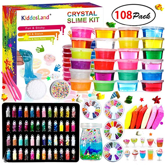 DIY Fluffy Slime Kit Crystal Slime Set for Girls Boys Toys Kids Art Craft aged 6  (24 colors)