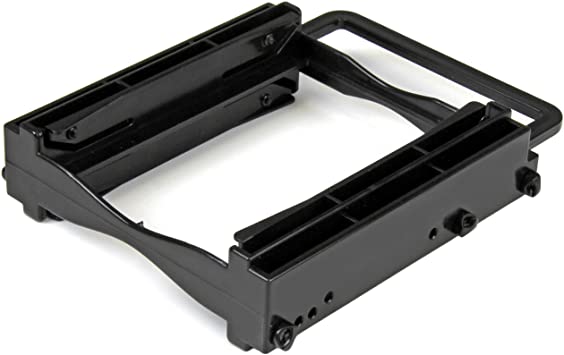 StarTech.com Dual 2.5" SSD/HDD Mounting Bracket for 3.5? Drive Bay - Tool-Less Installation - 2-Drive Adapter Bracket for Desktop Computer (BRACKET225PT), Black