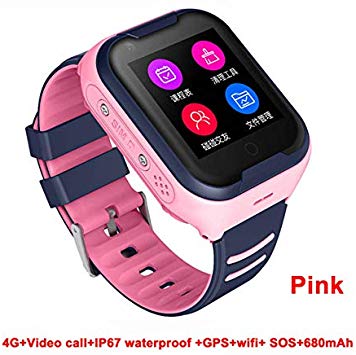 OUYAWEI Waterproof 4G Kids Smart Watch Support Bluetooth Connect Pink North American Version