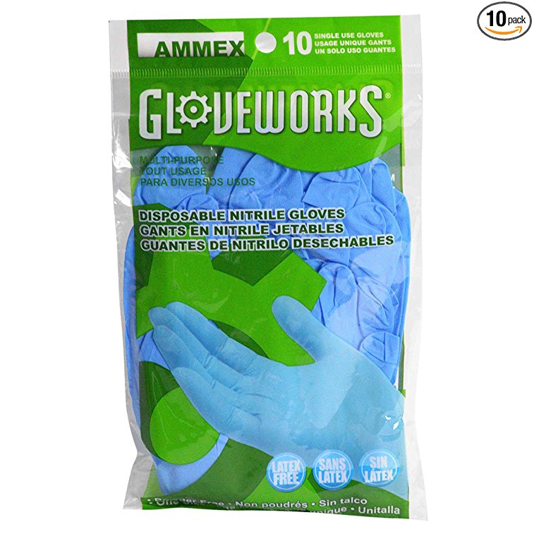 AMMEX - GWN10PK-S - Nitrile Gloves - Gloveworks - 10/pack, Disposable, Powder Free, 4 mil, Uni-size, Blue (Pack of 10)