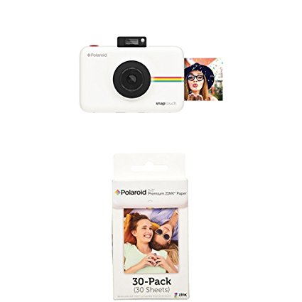 Polaroid Snap Touch Instant Print Digital Camera With LCD Display (White) w/ Polaroid 2x3-Inch Premium ZINK Photo Paper (30 Pack)