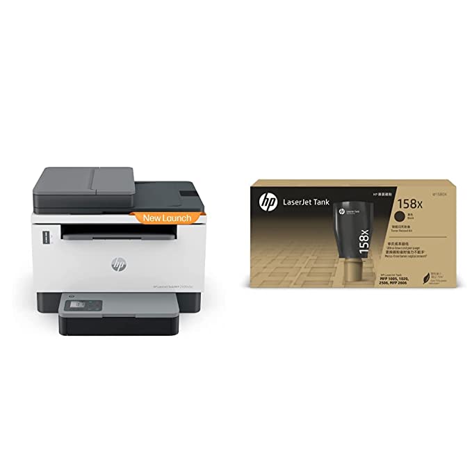 HP Laserjet Tank 2606sdw Duplex Printer with ADF Print Copy Scan, Smart Guided Buttons, Affordable, Best for Business. & 158X Black Original Laserjet Toner Reload Kit