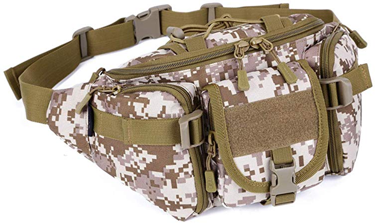 Tactical Molle Waist Pack Military Bag Army Waist Portable Fanny Bags for Daily Life Sports Cycling Camping Hiking Hunting Fishing