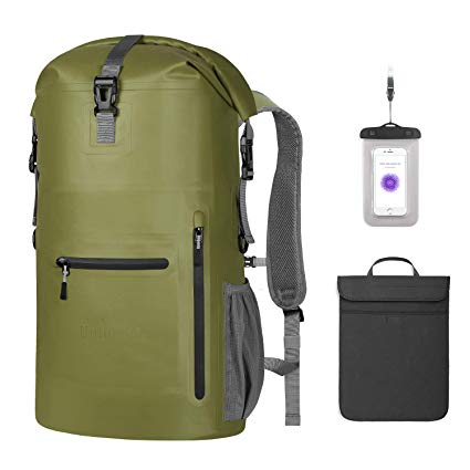 Unigear Waterproof Backpack Floating Dry Bag 35L with a Detachable Laptop Bag and 4 Zipper Pockets, Ventilated Padded Back and Straps for Comfort