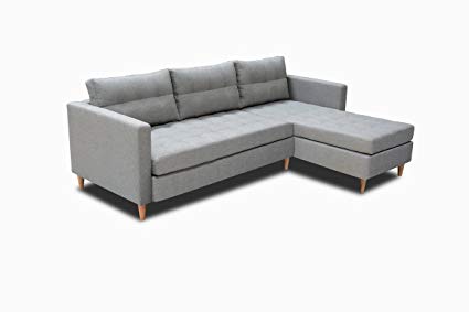 Selsey COPENHAGEN - Corner Sofa Lounge /  Chaise Sofa in Beautiful Savanna Grey Fabric (Beech Wood Legs)