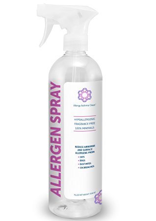 Allergy Asthma Clean Allergen Spray (pet dander, dust mites, cockroach allergens) (fragrance free, hypoallergenic) 33.8oz