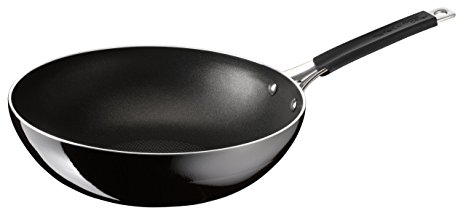 Tefal Jamie Oliver Hard Enamel Classic Series Non-stick Wok Pan, 28 cm - Black