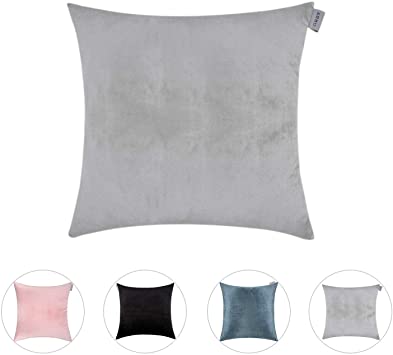 Hahadidi Decorative Throw Pillow Covers,No Pillow Insert,Square Cushion Case Luxury Velvet Pillowcase for Couch/Bed/Chair/Car,Gray,20’’x20’’（50x50cm）