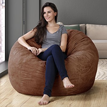 XXL Bean Bag Chair in Espresso - Faux Suede Comfort Cover & Memory Foam Fill - Cozy Lounge Sack to Chill - Armchair, Sofa, Folding Mattress, Futon & Guest Bed In One No Refill Needed - Panda Sleep