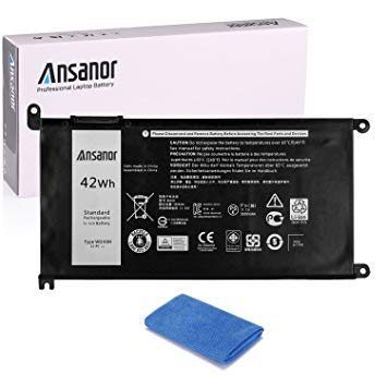 Ansanor WDX0R Replacement New Laptop Battery For Dell Inspiron 15 5568 7560 5567 7569/Dell Inspiron 13 7368 3crh3 I7368-0027/Dell Inspiron 13 5378 [11.4V 42Wh 3500mAh]