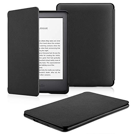 OMOTON All-New Kindle 2019 Case Cover, The Thinnest Lightest PU Leather Smart Shell Cover with Auto Sleep Wake Feature for All New Kindle 10th Generation 2019 Released,Black