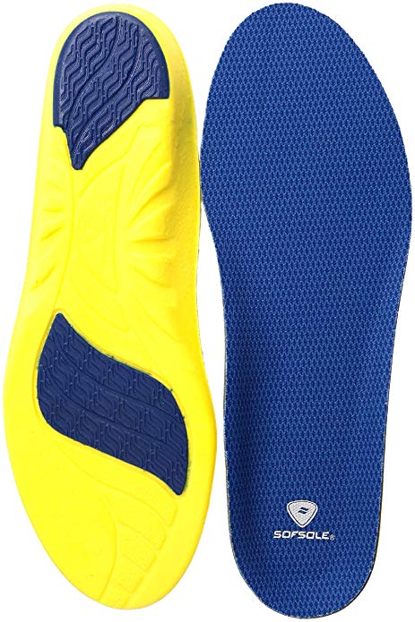 Sof Sole Mens Athlete Lightweight Performance Replacement Shoe Insole / Insert, Foot Size 11-12.5 (2 Pack)