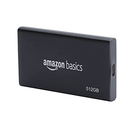 AmazonBasics Portable SSD 512GB, External SSD, USB 3.2 Gen 2x2, USB-C, Read Speed up t o 2000MB/s