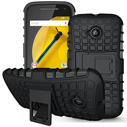 Moto E (2nd Gen) Case,Sophmy Hybrid Dual Layer Armor Protective Case Cover with kickstand for Motorola Moto E (2nd Generation / 2015 Release) (black)