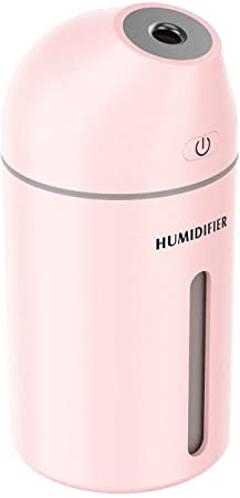 Homasy Humidifier, 320ml Portable Mini Humidifier, Small Cool Mist Humidifier, USB Desktop Humidifier for Car Baby Bedroom Travel Office, 19dB Whisper Quiet, 2 Mist Modes, Up to 8 Hours, Soft Red