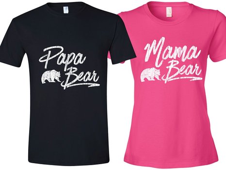 Texas Tees Matching Papa Bear & Mama Bear T-Shirts For Couple