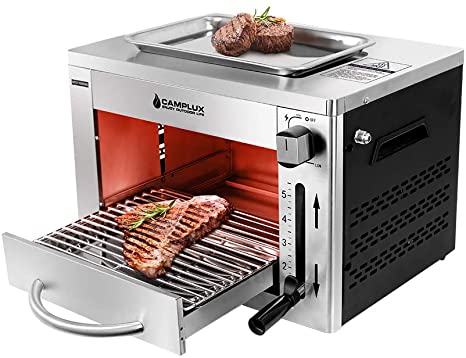 Camplux Propane Infrared Steak Grill,1600℉ Fast Efficient Heating Outdoor Portable Gas Grill with Vertical Cooking,Stainless Steel Single Burner Propane Gas Grill,Perfect for Steak,Ribeyes,Picnic,BBQ