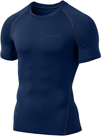 Tesla Men's Short Sleeve T-Shirt Cool Dry Compression Baselayer MUB13 Mesh MUB73