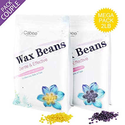 Hard Wax Beans Couple Set for Waxing - Painless Wax Beads Depilatory for Wax Warmer Kit - Stripless Brazilian Bikini for Women and Men (2lb, Lavender, Honey)