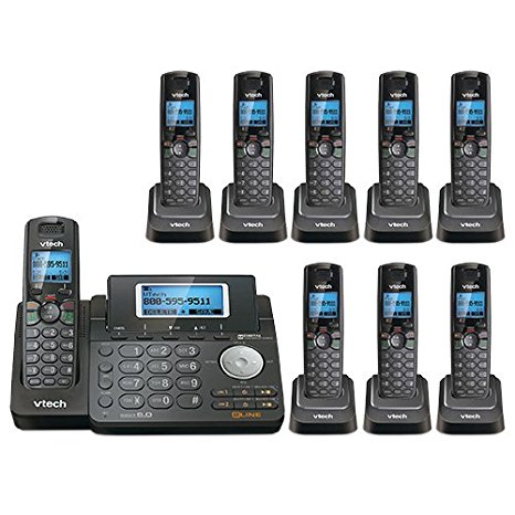 VTech DS6151-11 DECT 6.0 2-Line Expandable Cordless Phone   (8) DS6101-11 Accessory Handset, Black