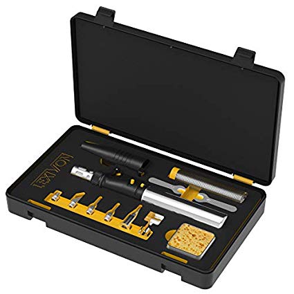 LEXIVON Butane Soldering Iron Multi-Purpose Kit | Cordless Self-Igniting Adjustable Flame 7-Tip Set | Pro Grade 125-Watt Equivalent (LX-770)