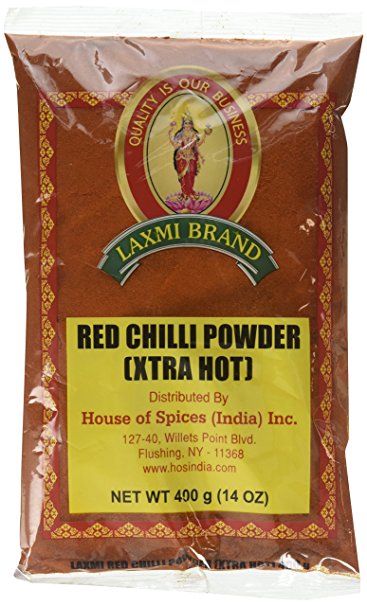 Laxmi Traditional Indian Spicy Red Chili Powder, Extra Hot - 14oz (400g)