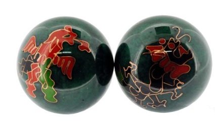 Green Dragon and Phoenix Chinese Metal Health Exercise Stress Balls, Massage Balls, 1.85 Inches by Hinky Imports